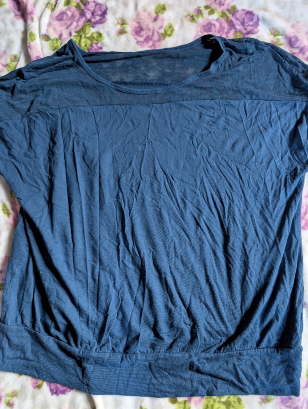 Lane Bryant Teal Blue Short-Sleeve Crewneck Top